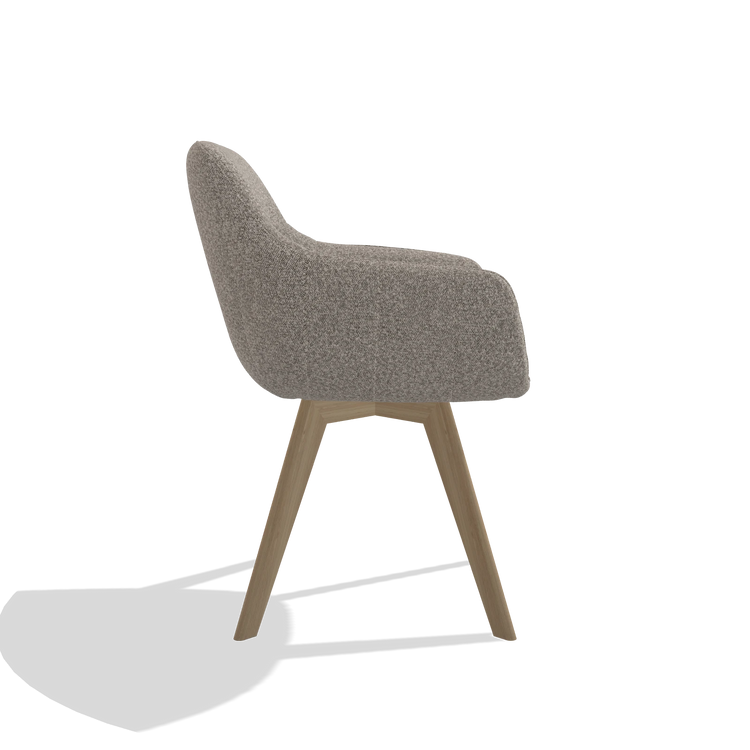 Dining Chair Odille 6578 in Ascot Toffee fabric (grey), natural legs, side view