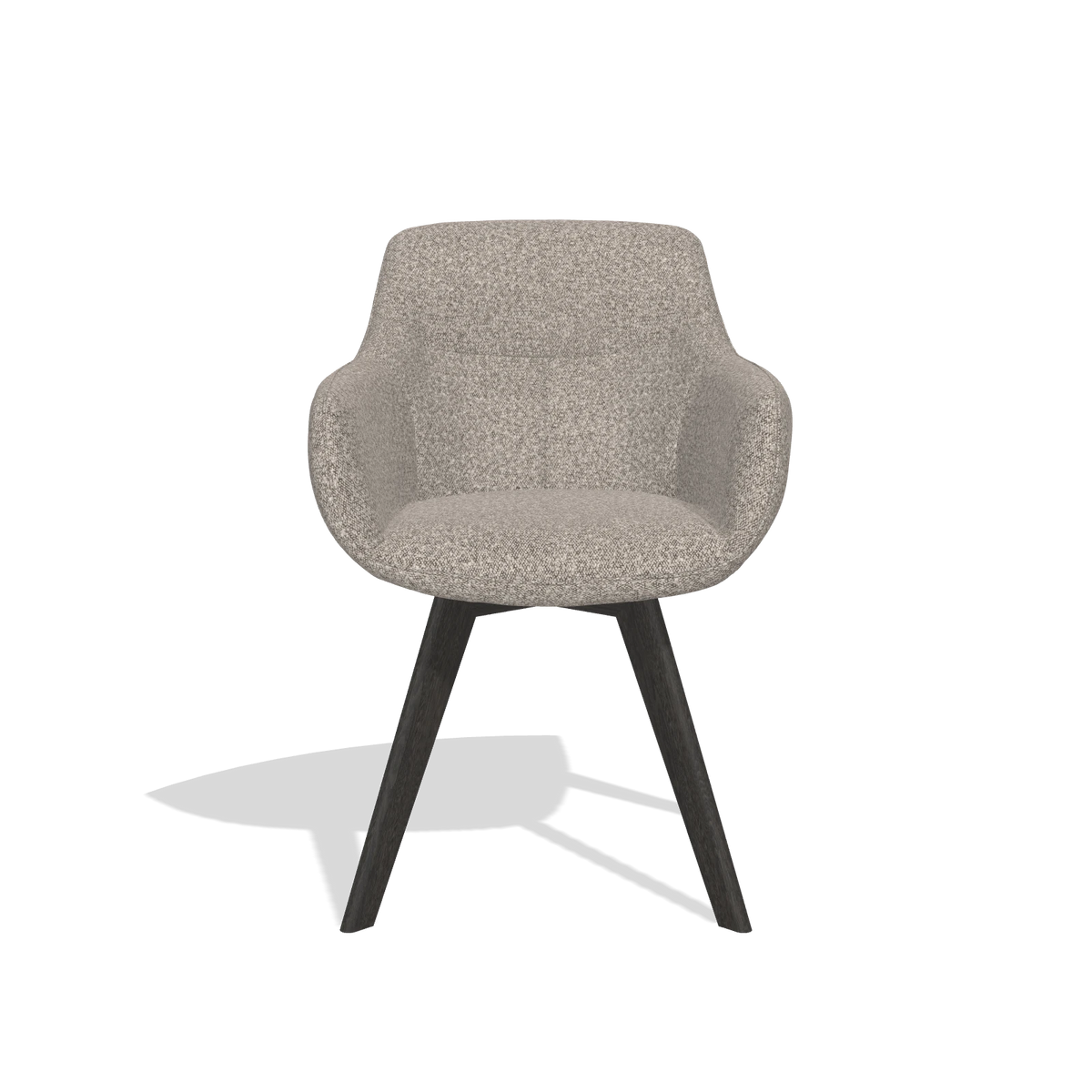 Dining Chair Odille 6578 in Ascot Toffee fabric (grey), tobacco legs, front view