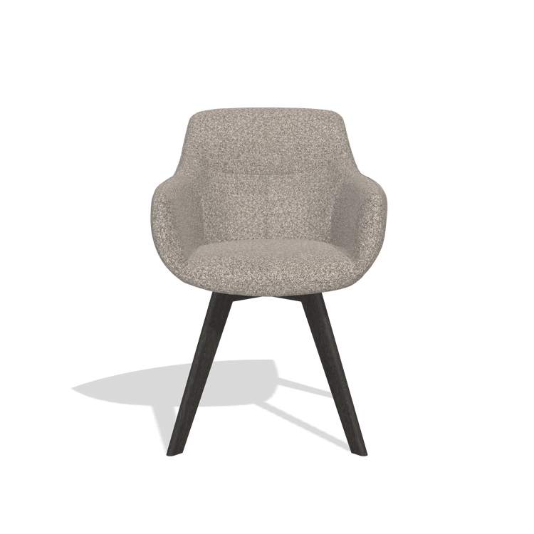 Dining Chair Odille 6578 in Ascot Toffee fabric (grey), tobacco legs, front view