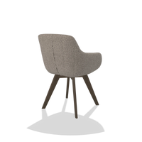 Dining Chair Odille 6578 in Ascot Toffee fabric (grey), walnut legs, back angled view