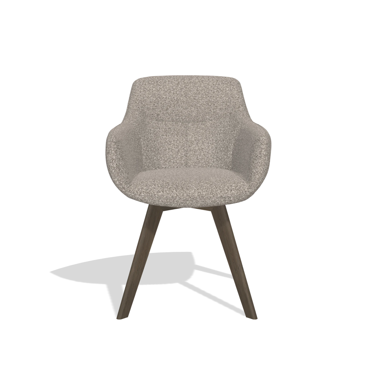 Dining Chair Odille 6578 in Ascot Toffee fabric (grey), walnut legs, front view
