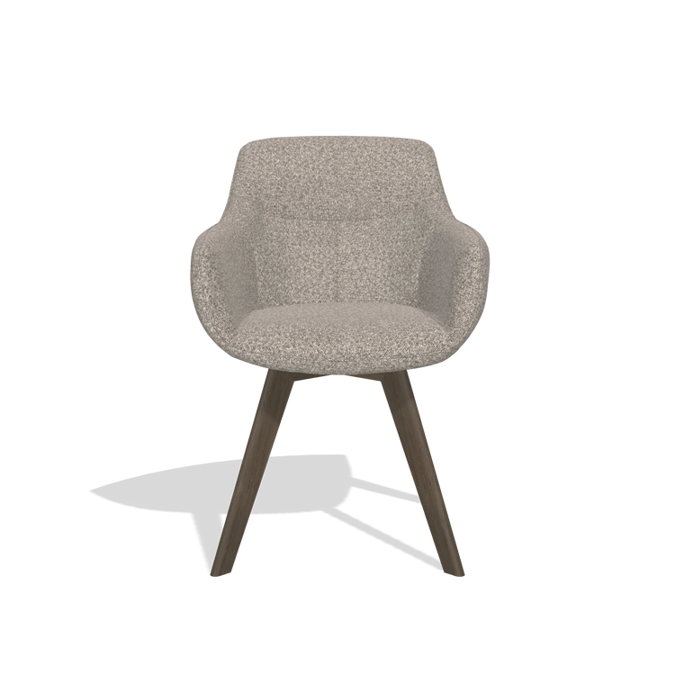 Dining Chair Odille 6578 in Ascot Toffee fabric (grey), walnut legs, front view