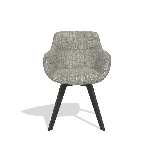 Silla de comedor Odille 6578 en tela Be Fine 120 (gris), patas en tabaco, vista frontal