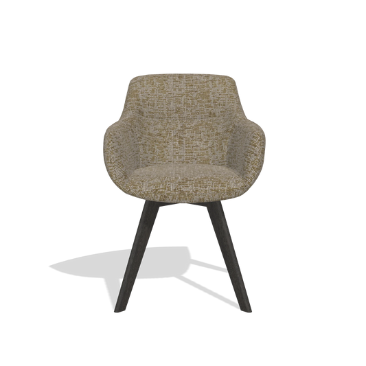 Silla de comedor Odille 6578 en tela Be Fine 25 (topo), patas en tabaco, vista frontal