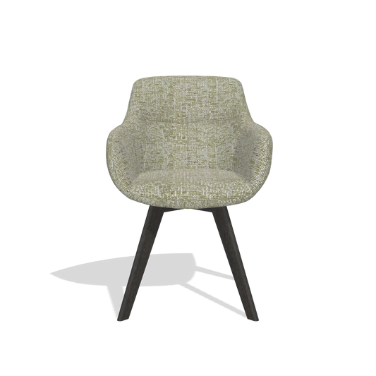 Silla de comedor Odille 6578 en tela Be Fine 429 (verde salvia), patas en tabaco, vista frontal