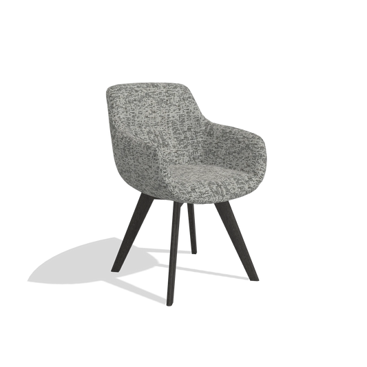 Esszimmerstuhl Odille 6578 in Stoff Be Fine 45 (Taupe), Beine in Tabak, Schrägansicht