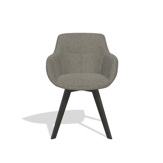 Silla de comedor Odille 6578 en tela Boogie 12 (gris oscuro), patas en tabaco, vista frontal