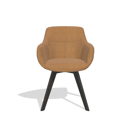 Dining Chair Odille 6578 in Bull 09 fabric (caramel), tobacco legs, front view