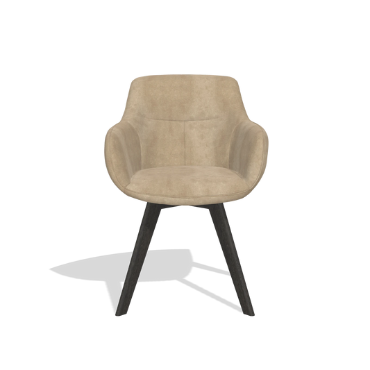 Dining Chair Odille 6578 in Bull 10 fabric (greige), tobacco legs, front view