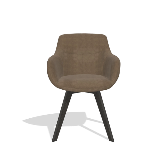 Silla de comedor Odille 6578 en tela Bull 15 (marrón), patas en tabaco, vista frontal