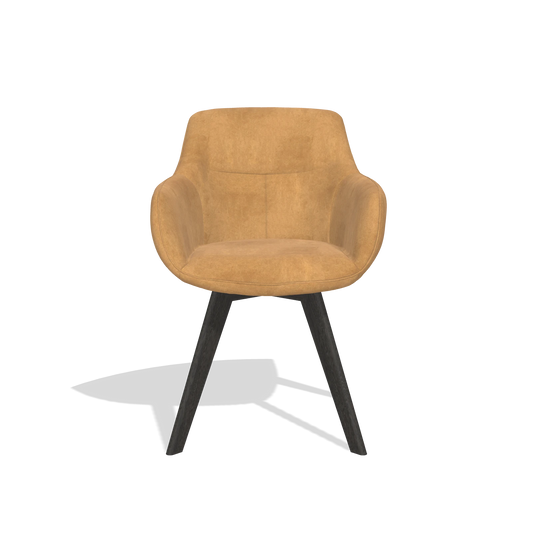 Dining Chair Odille 6578 in Bull 16 fabric (ochre), tobacco legs, front view