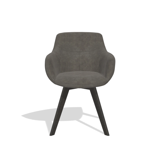 Silla de comedor Odille 6578 en tela Bull 18 (gris oscuro), patas en tabaco, vista frontal