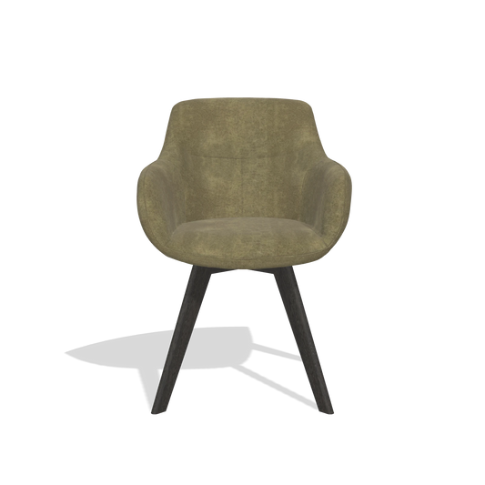 Dining Chair Odille 6578 in Bull 59 fabric (olive), tobacco legs, front view