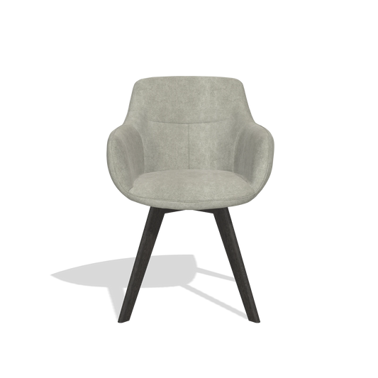 Dining Chair Odille 6578 in Bull 65 fabric (greige), tobacco legs, front view