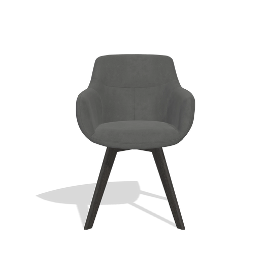 Dining Chair Odille 6578 in Bull 67 fabric (dark grey), tobacco legs, front view