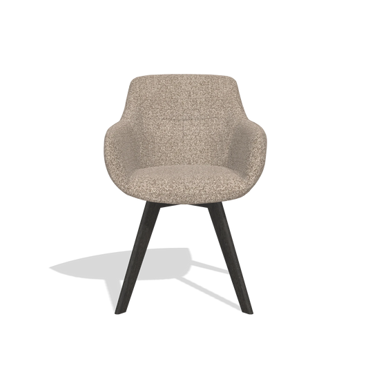 Dining Chair Odille 6578 in Cayenne 15 fabric (taupe), tobacco legs, front view