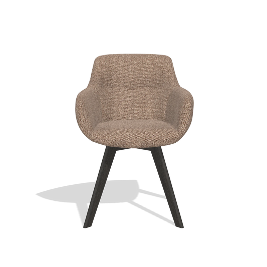 Dining Chair Odille 6578 in Cayenne 28 fabric (taupe), tobacco legs, front view