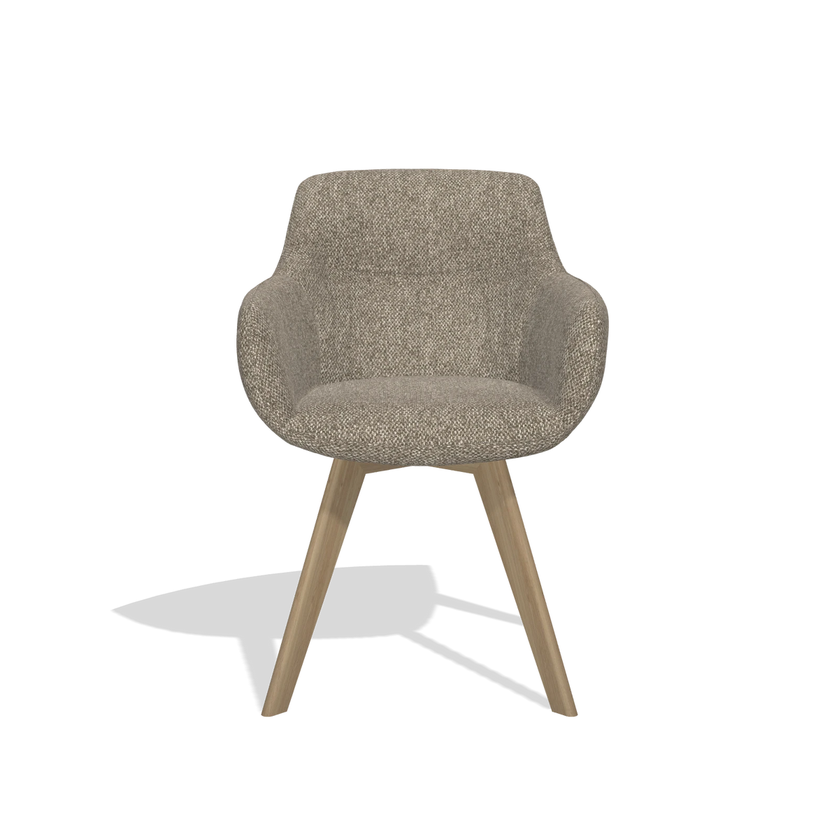 Esszimmerstuhl Odille 6578 in Stoff Cayenne 55 (Taupe), Beine in Natur, Vorderansicht