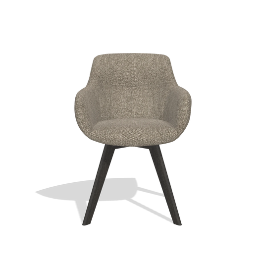 Dining Chair Odille 6578 in Cayenne 55 fabric (taupe), tobacco legs, front view