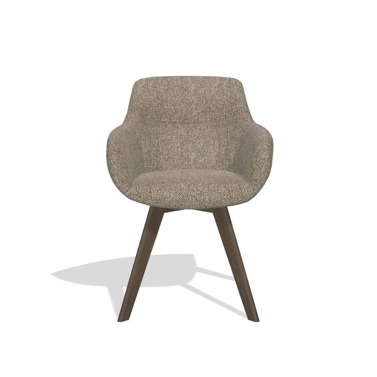 Esszimmerstuhl Odille 6578 in Stoff Cayenne 55 (Taupe), Beine in Nussbaum, Vorderansicht