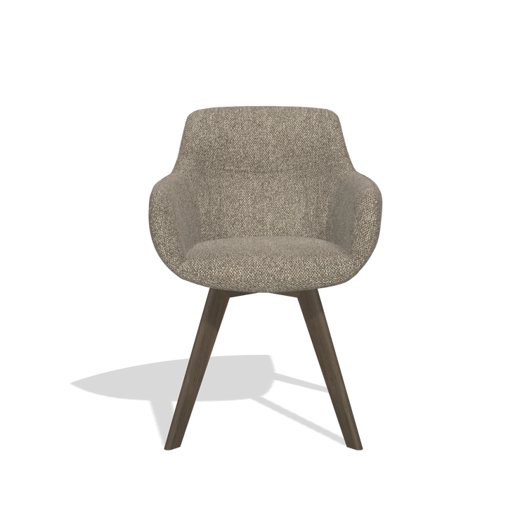 Esszimmerstuhl Odille 6578 in Stoff Cayenne 55 (Taupe), Beine in Nussbaum, Vorderansicht