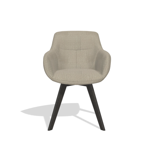 Dining Chair Odille 6578 in Energy 05 fabric (greige), tobacco legs, front view