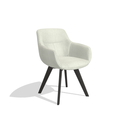 Dining Chair Odille 6578 in Energy 101 fabric (light grey), tobacco legs, angled view