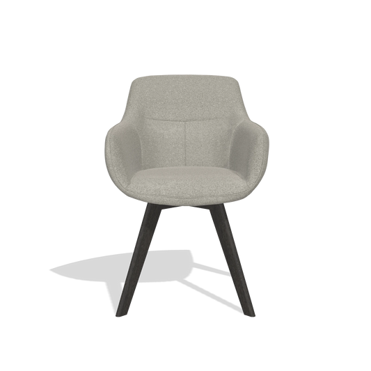 Dining Chair Odille 6578 in Glory 01 fabric (greige), tobacco legs, front view