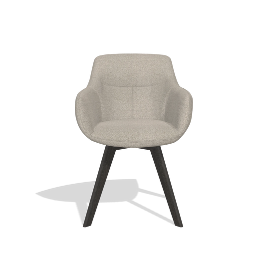 Dining Chair Odille 6578 in Glory 05 fabric (greige), tobacco legs, front view