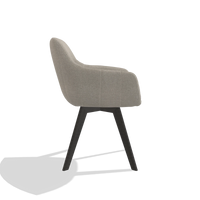 Dining Chair Odille 6578 in Glory 05 fabric (greige), tobacco legs, side view