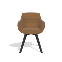 Dining Chair Odille 6578 in Glory 16 fabric (brown), black legs, front view