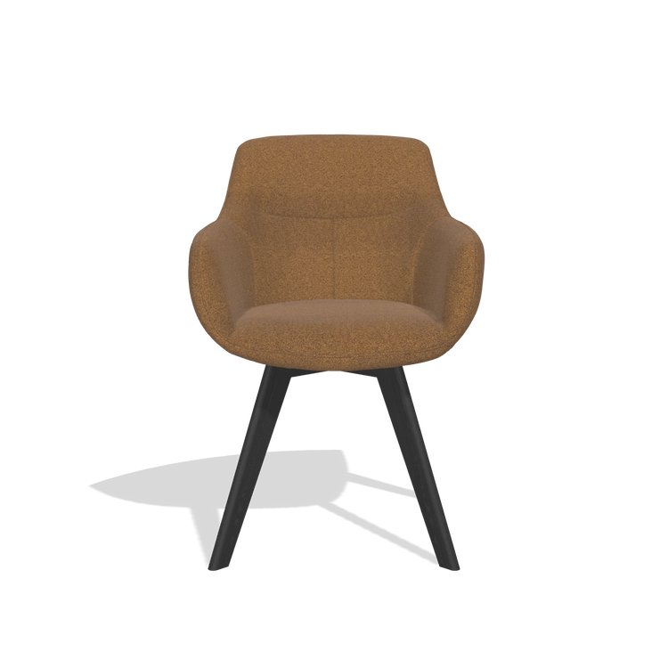 Dining Chair Odille 6578 in Glory 16 fabric (brown), black legs, front view