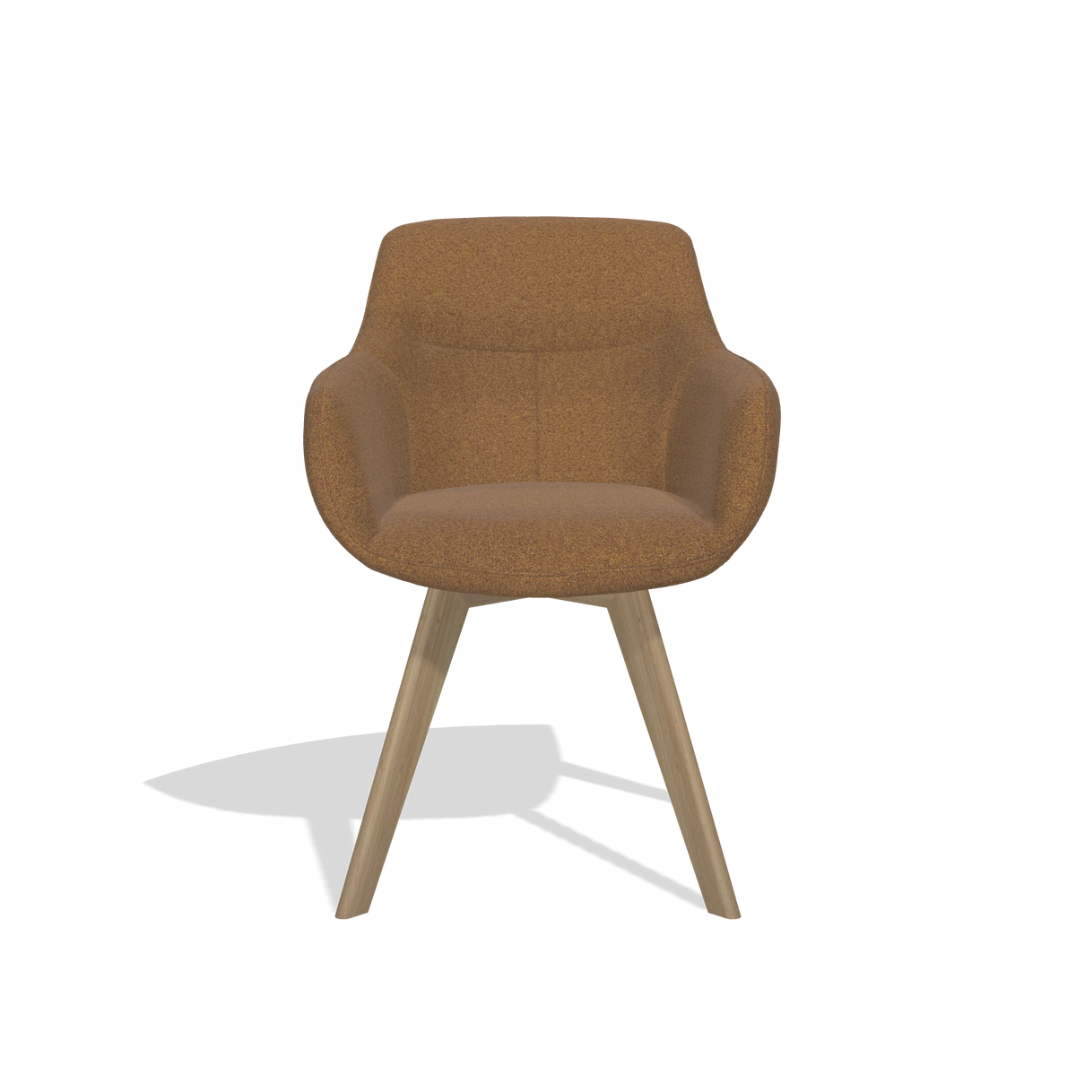 Dining Chair Odille 6578 in Glory 16 fabric (brown), natural legs, front view