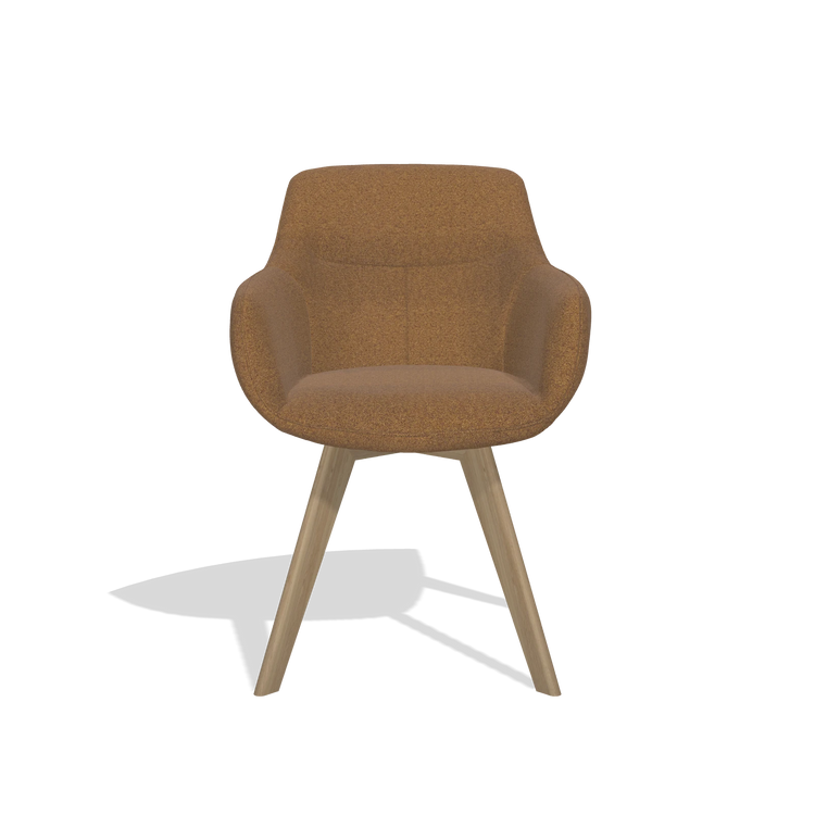 Dining Chair Odille 6578 in Glory 16 fabric (brown), natural legs, front view
