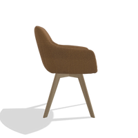 Dining Chair Odille 6578 in Glory 16 fabric (brown), natural legs, side view