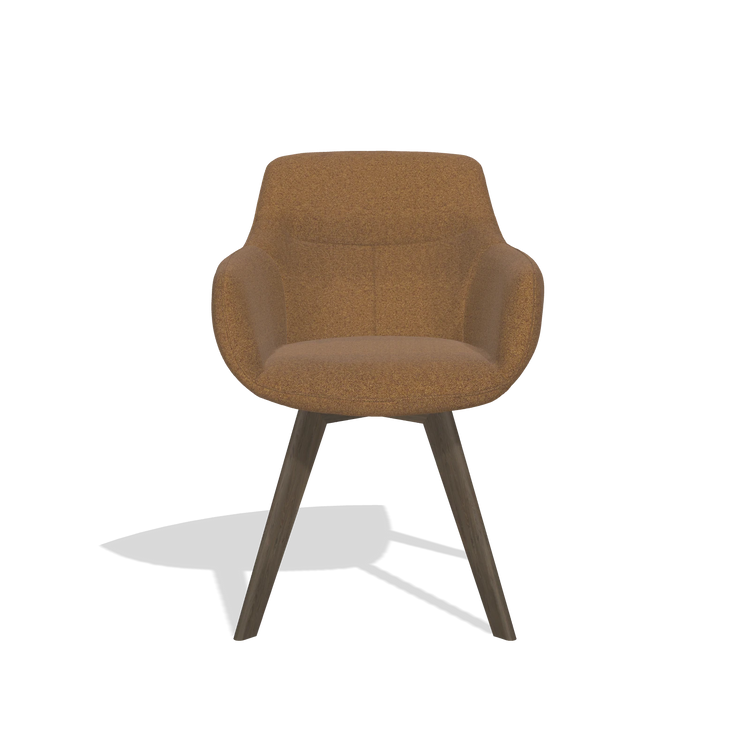 Dining Chair Odille 6578 in Glory 16 fabric (brown), walnut legs, front view
