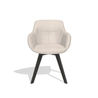 Dining Chair Odille 6578 in Guard 01 fabric (light grey), tobacco legs, front view