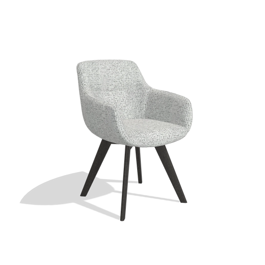 Dining Chair Odille 6578 in Horta 101 fabric (light grey), tobacco legs, angled view