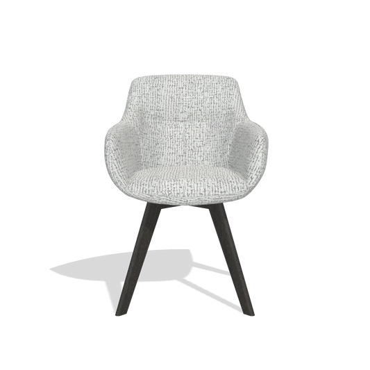 Dining Chair Odille 6578 in Horta 101 fabric (light grey), tobacco legs, front view