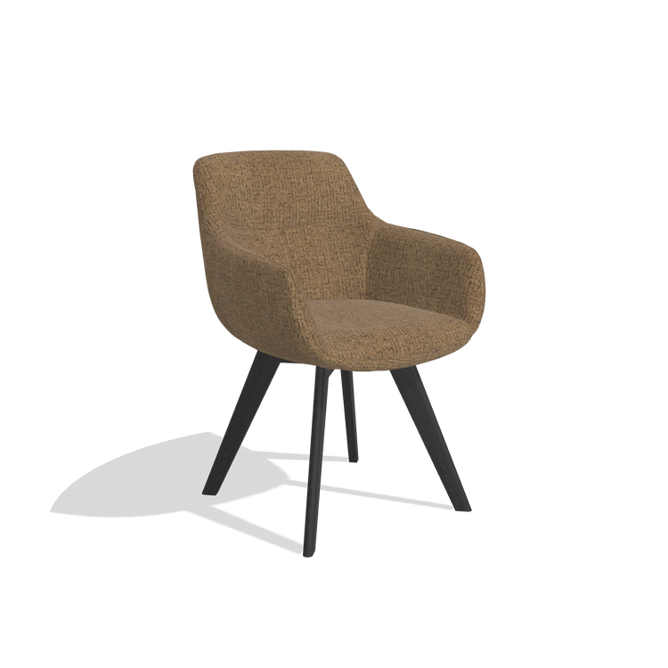 Esszimmerstuhl Odille 6578 in Stoff Horta 23 (Oliv), Beine in Schwarz, Schrägansicht