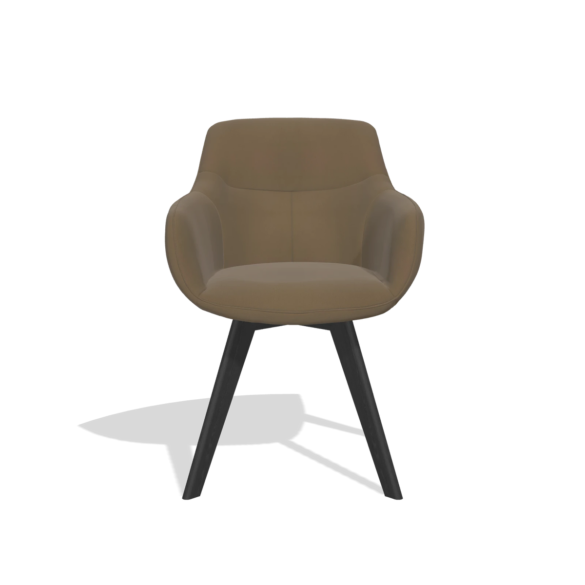 Silla de comedor Odille 6578 en Piel A802 (oliva), patas en negro, vista frontal