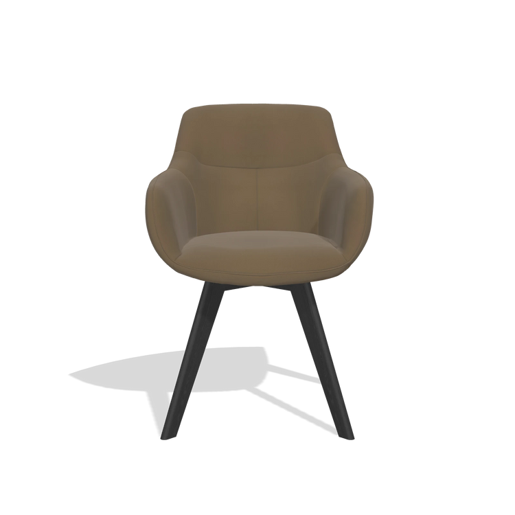Silla de comedor Odille 6578 en Piel A802 (oliva), patas en negro, vista frontal