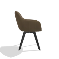Silla de comedor Odille 6578 en Piel A802 (oliva), patas en negro, vista lateral