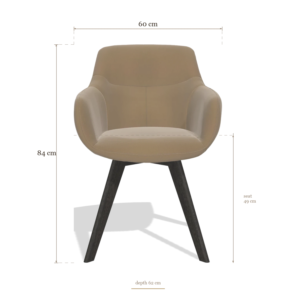 Silla de comedor Odille 6578, medidas 60 x 62 x 84 cm