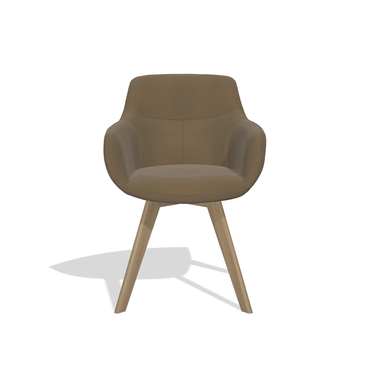 Silla de comedor Odille 6578 en Piel A802 (oliva), patas en natural, vista frontal