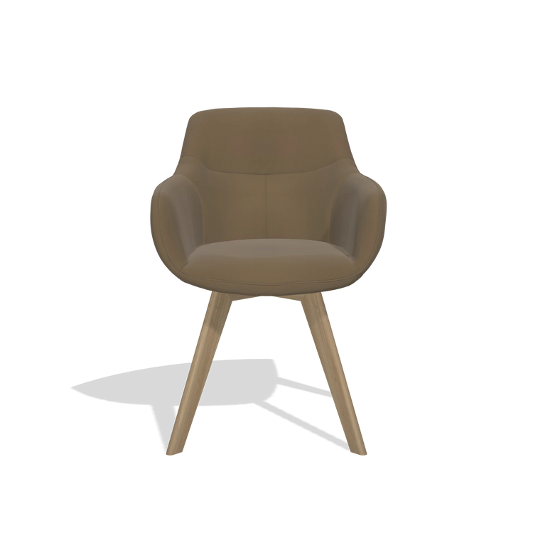 Silla de comedor Odille 6578 en Piel A802 (oliva), patas en natural, vista frontal