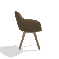 Silla de comedor Odille 6578 en Piel A802 (oliva), patas en natural, vista lateral