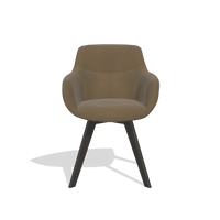 Silla de comedor Odille 6578 en Piel A802 (oliva), patas en tabaco, vista frontal