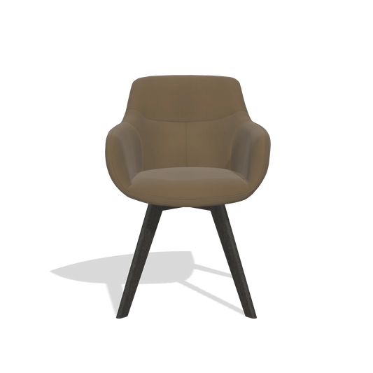 Chaise de salle à manger Odille 6578 en Cuir A802 (olive), pieds en tabac, vue de face