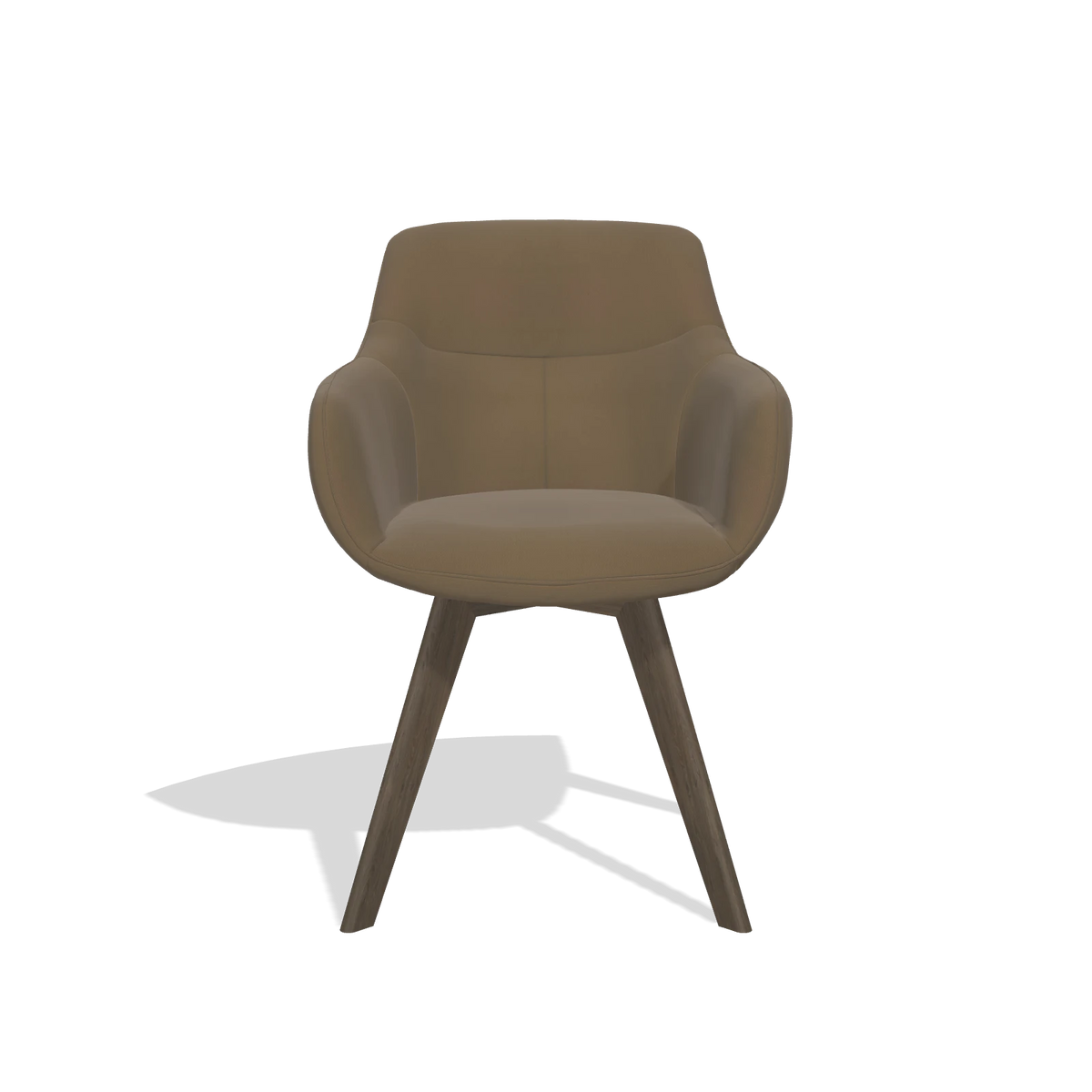 Silla de comedor Odille 6578 en Piel A802 (oliva), patas en nogal, vista frontal